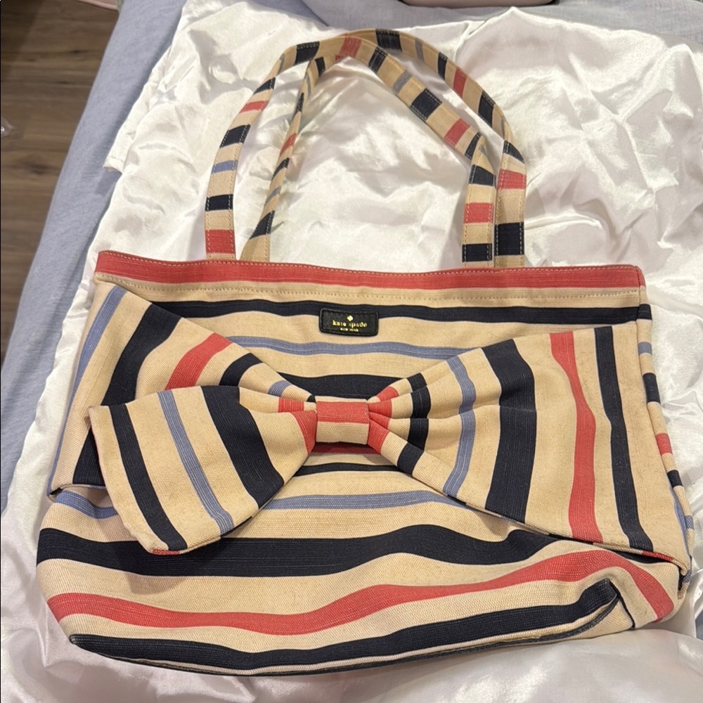Kate Spade Striped Bow Tote Bag - Multicolor